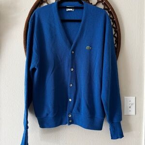 Vintage Izod Lacoste crocodile button front cardigan made in USA size L